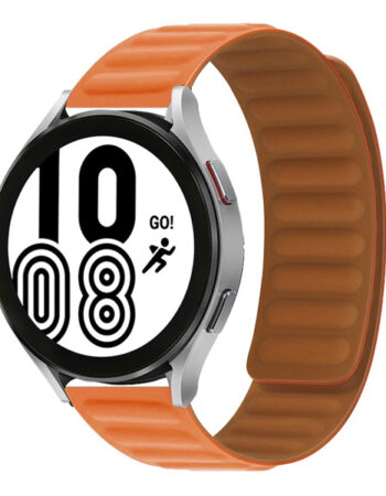 Каишка за Smart Watch 22мм, Magnetic Strap, силиконова, метална /тъмнооранжев/