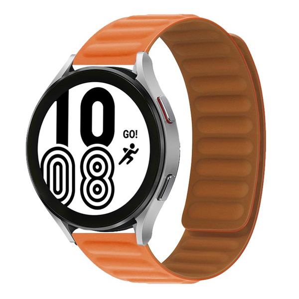 Каишка за Smart Watch 22мм, Magnetic Strap, силиконова, метална /тъмнооранжев/