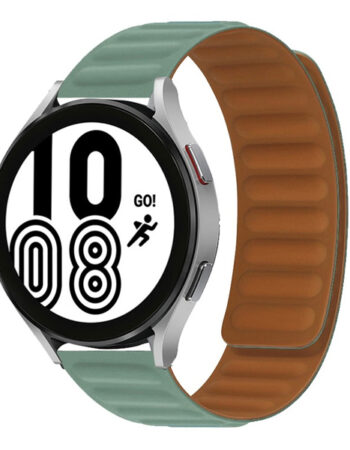 Каишка за Smart Watch 22мм, Magnetic Strap, силиконова, метална /светлозелен/
