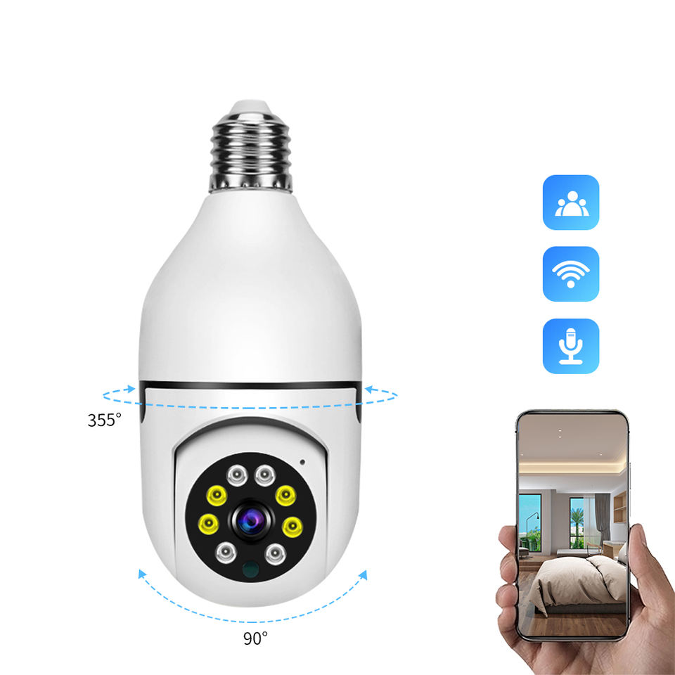 Камера вътрешна, light bulb, WiFi, 2MP, Night Vision, V380 - Q16S-F