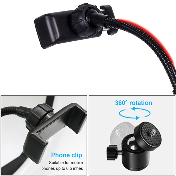 LED Селфи лампа 26см RGB (цветна) + Tripod стойка 200см
