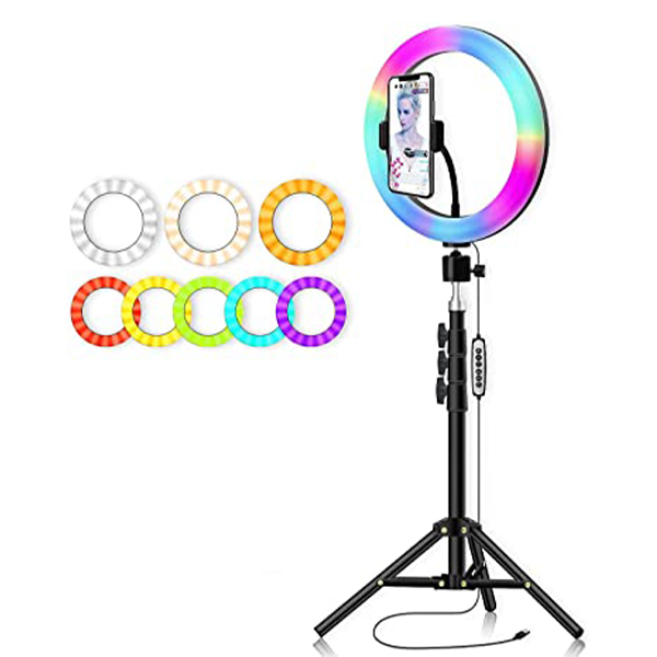 LED Селфи лампа 26см RGB (цветна) + Tripod стойка 200см