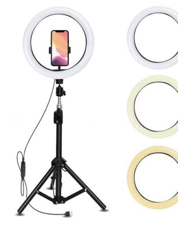 LED Селфи лампа 30см (бяла) + Tripod стойка 200см