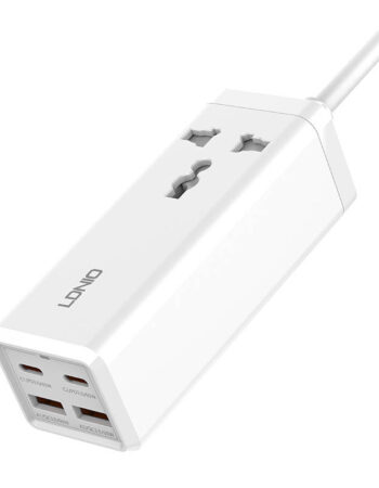 LDNIO 220V 65W, 2xUSB-A + 2xUSB-C + AC, Desktop 2500W, бял - SC1418