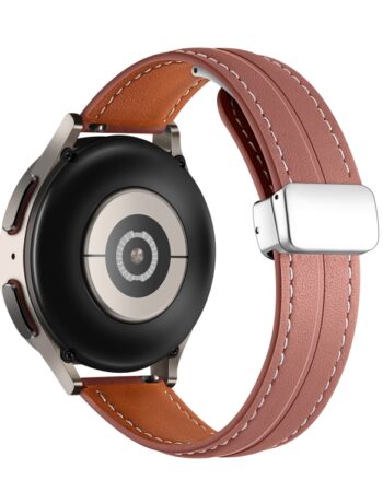 Каишка за Smart Watch 20мм, Leather Magnet Black Buckle, кожена /тъмнорозова/
