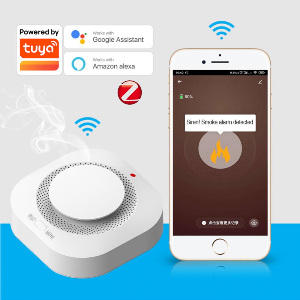 SMART Tuya Wifi Смарт сензор за дим 9V, OEM /бял/