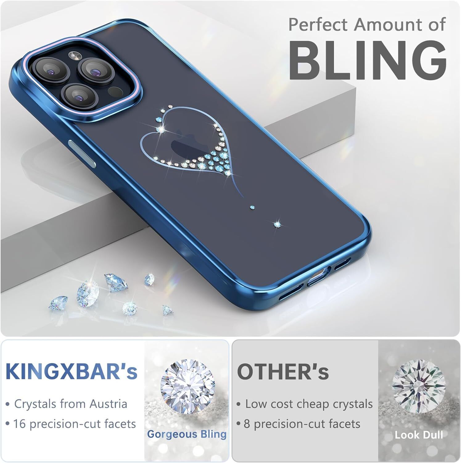 Kingxbar Калъф Apple iPhone 15, Wish Series, сребърен