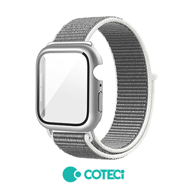 Каишка за Apple Watch 45мм, Nylon integrated Case + Strap W77 /сребристи/ COTECi