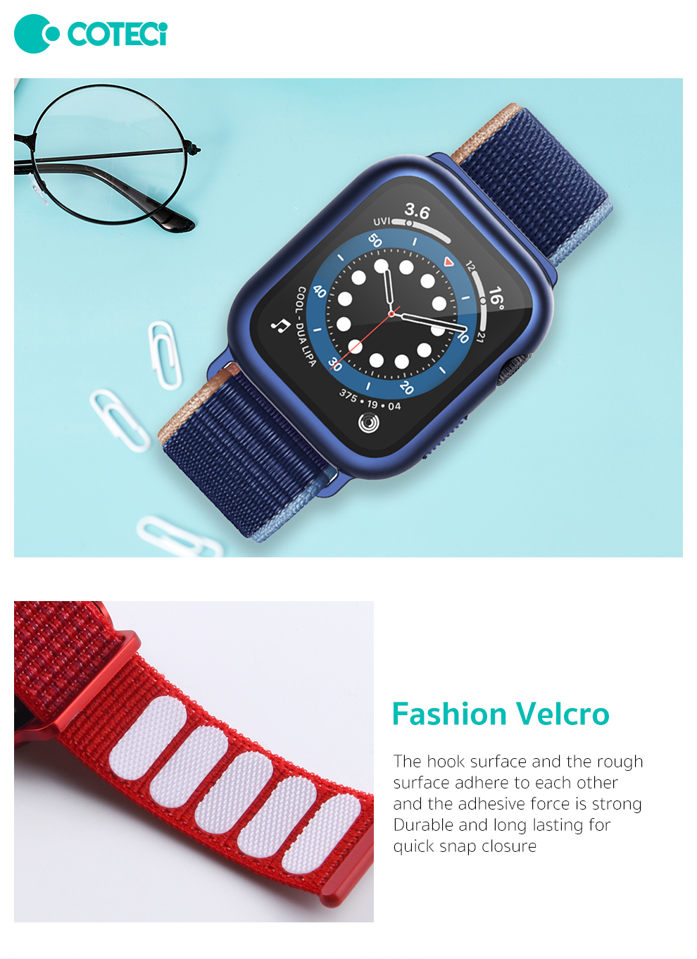 Каишка за Apple Watch 45мм, Nylon integrated Case + Strap W77 /бели/ COTECi