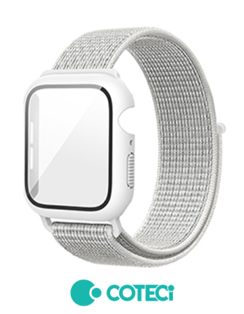 Каишка за Apple Watch 45мм, Nylon integrated Case + Strap W77 /бели/ COTECi