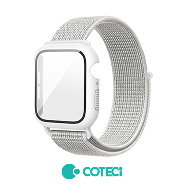 Каишка за Apple Watch 45мм, Nylon integrated Case + Strap W77 /бели/ COTECi