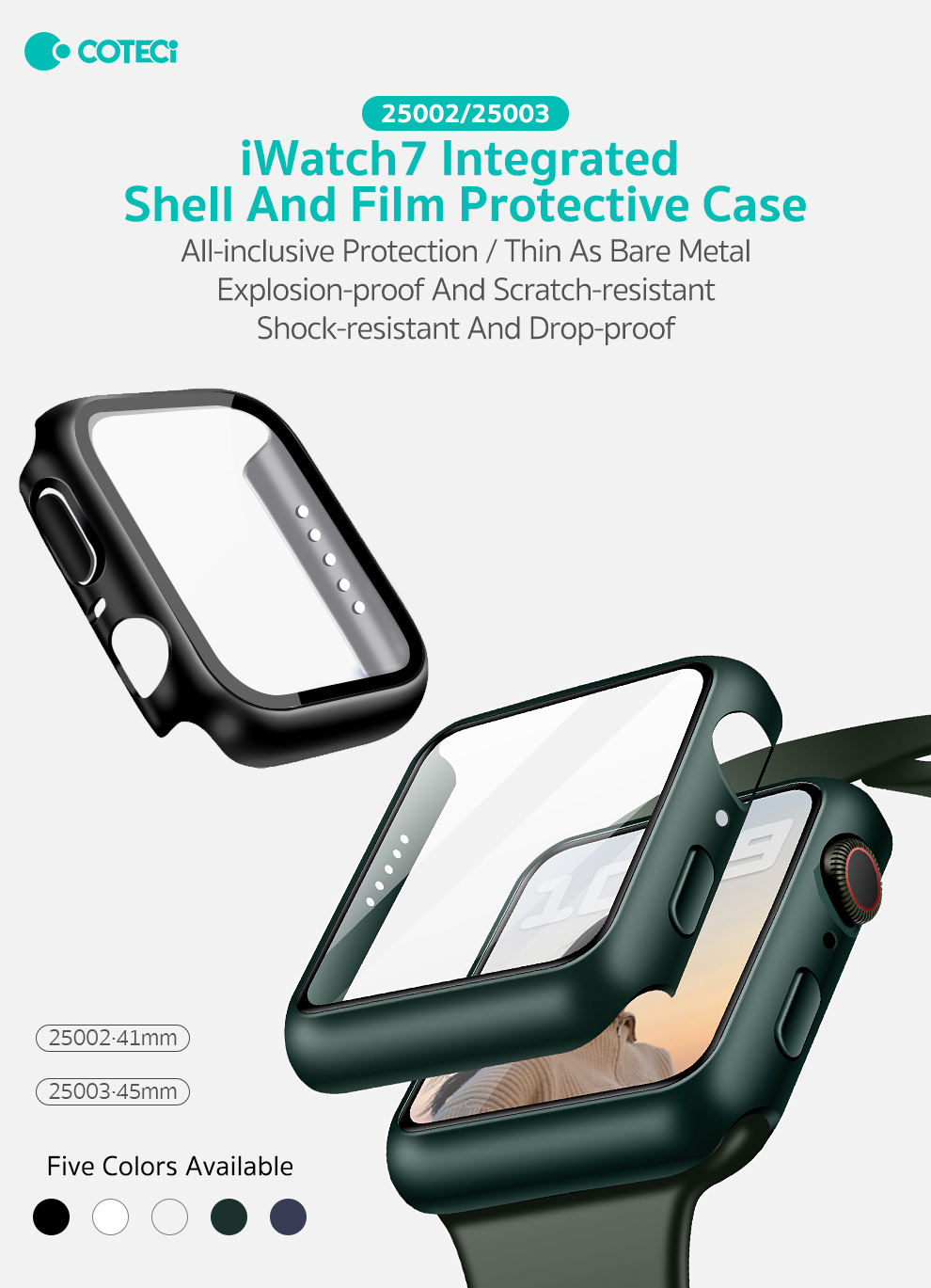 COTECi PC Integrated Shell + Tempered Glass Apple Watch, 45mm /зелен/ - Image 5