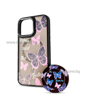 BOTER Калъф MagSafe + MagPopsocket Xiaomi RedMi Note 12 5G/Poco X5 5G /Butterflies/