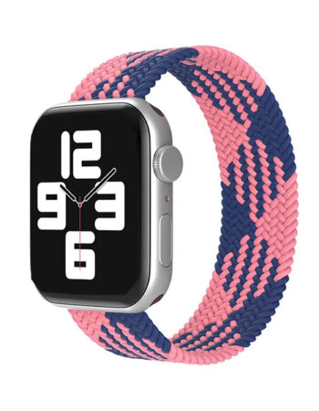 Каишка за Apple Watch 38/40/41мм, Braided Solo Loop, S /синьо - розово/