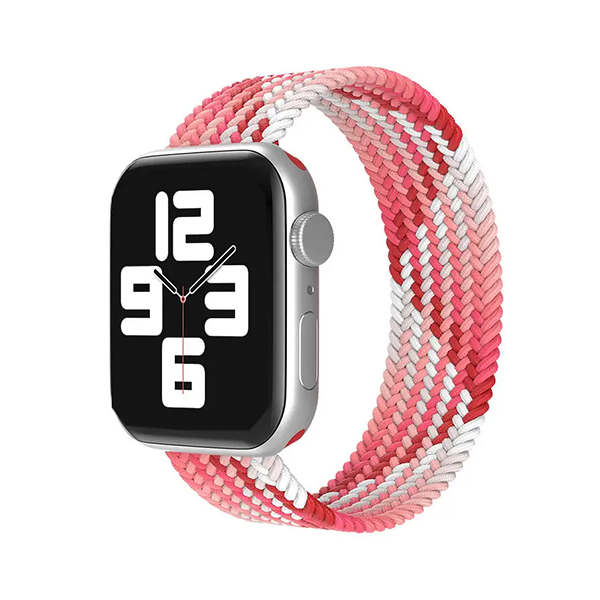 Каишка за Apple Watch 45/49мм, Braided Solo Loop, L /червено - бяло/
