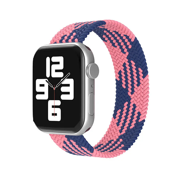 Каишка за Apple Watch 45/49мм, Braided Solo Loop, XS /синьо - розово/