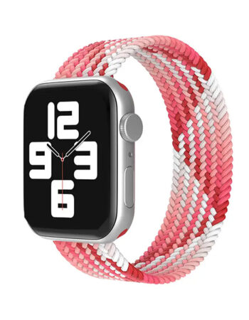 Каишка за Apple Watch 45/49мм, Braided Solo Loop, XS /червено - бяло/