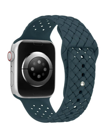 Каишка за Apple Watch 42/44/45/49мм, Braided Silicone Band /тъмносиня/