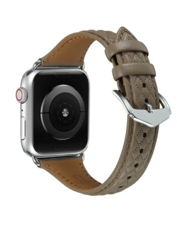 Каишка за Apple Watch 42/44/45/49мм, Leather Rhombic Pattern Strap /кафе/