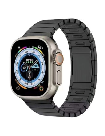 Каишка за Apple Watch 42/44/45/49мм, Link Metal Bracelet, метална /черна/