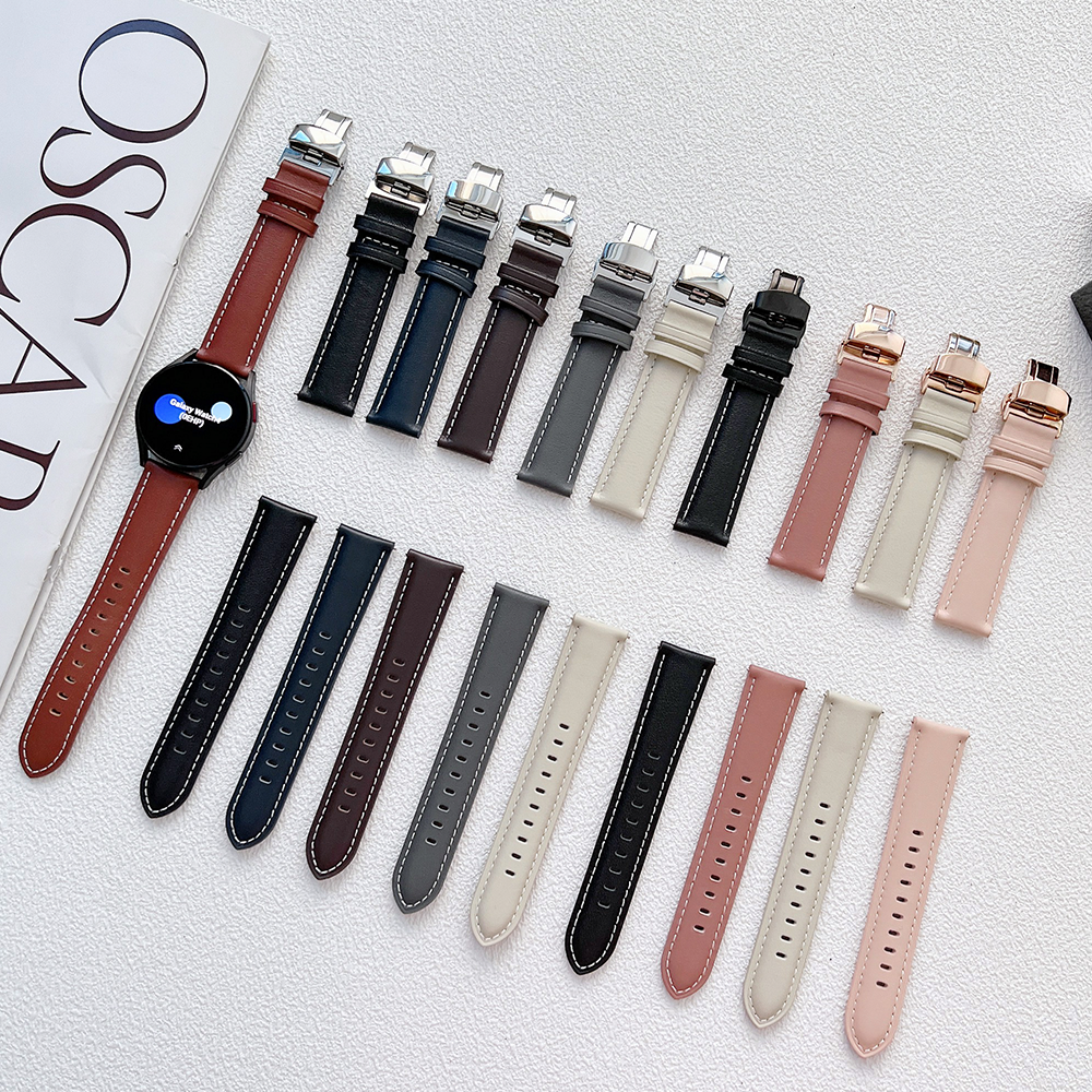 Каишка за Apple Watch 38/40/41мм, Leather Classic Buckle Strap /черна + златна катарама/