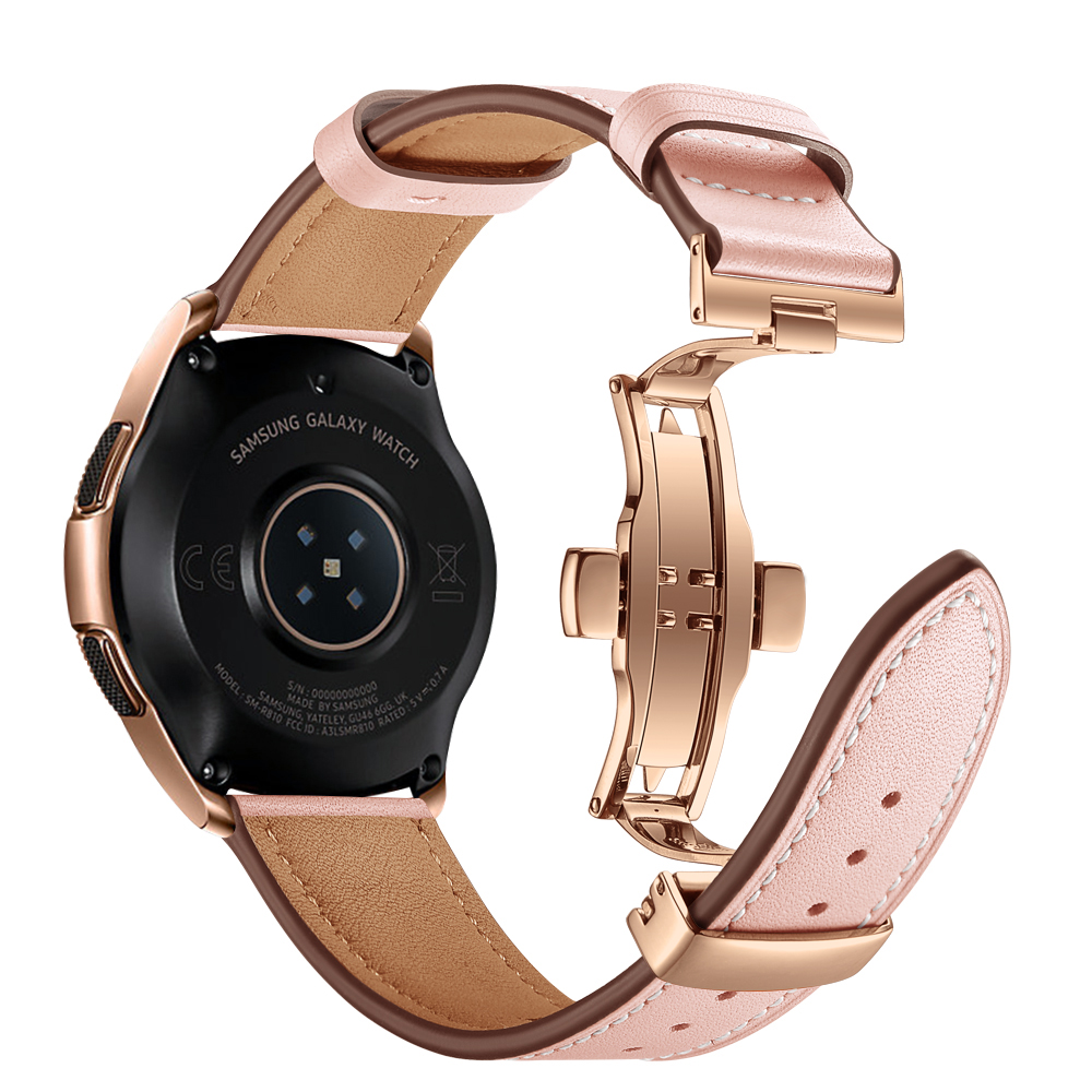 Каишка за Apple Watch 42/44/45/49мм, Leather Classic Buckle Strap /слонова кост + златна катарама/