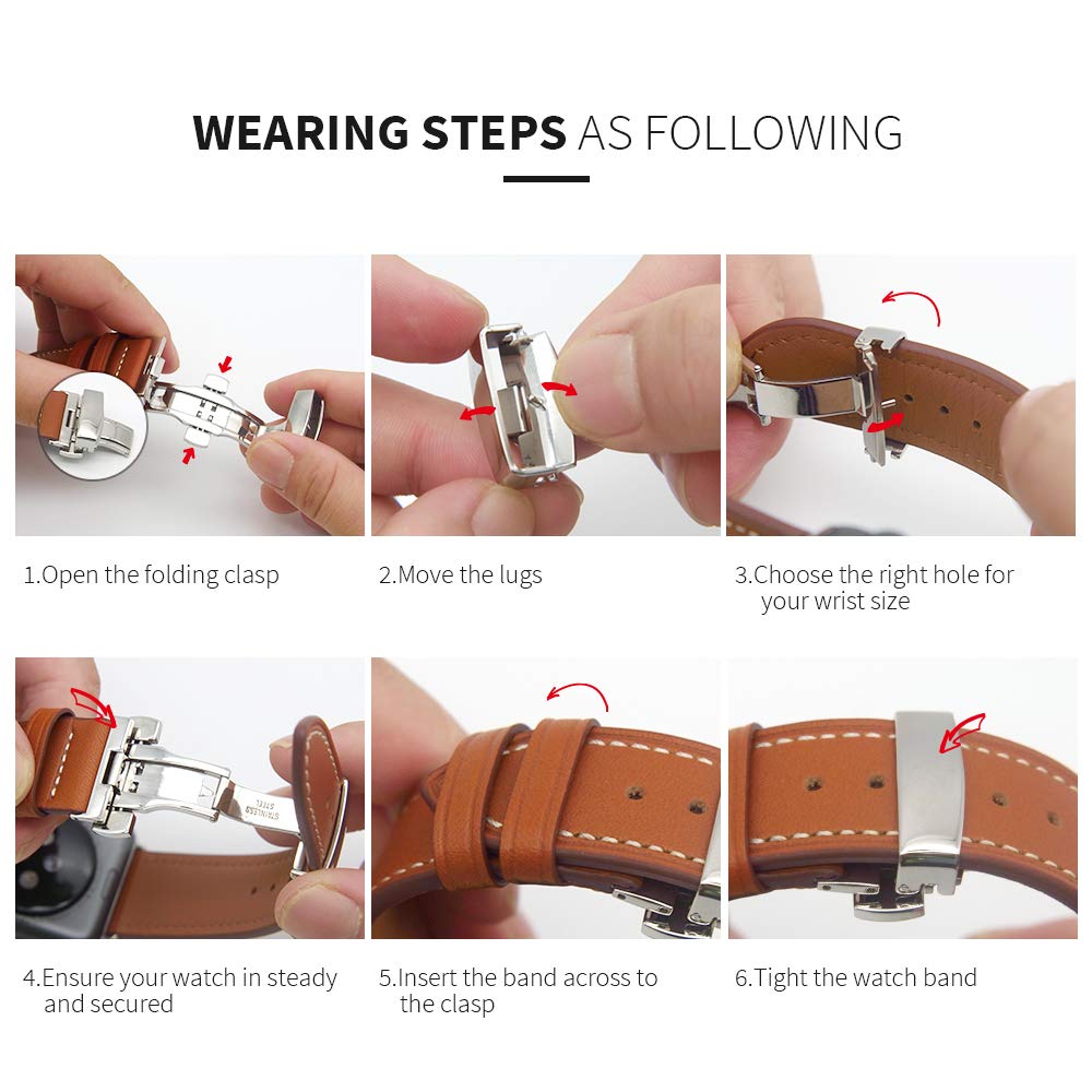 Каишка за Apple Watch 42/44/45/49мм, Leather Classic Buckle Strap /слонова кост + златна катарама/
