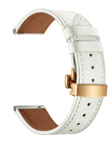 Каишка за Apple Watch 42/44/45/49мм, Leather Classic Buckle Strap /слонова кост + златна катарама/