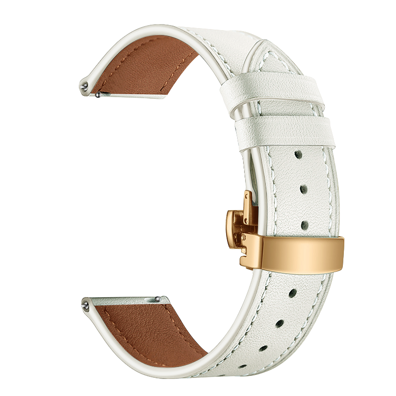 Каишка за Apple Watch 42/44/45/49мм, Leather Classic Buckle Strap /слонова кост + златна катарама/