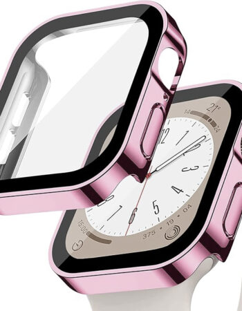 PC Injection Shell протектор + Tempered glass за Apple Watch 44mm /розово злато/