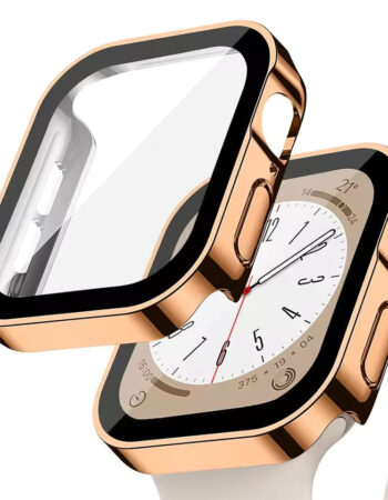 PC Plating Shell протектор + Tempered glass за Apple Watch 42mm /розово злато/