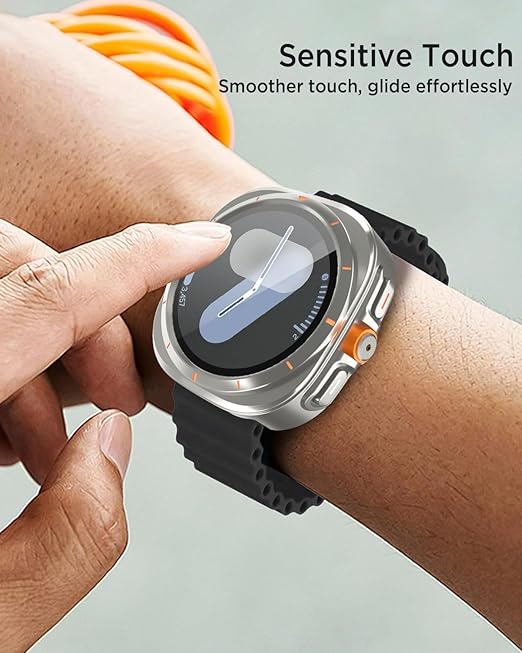 PC Plating Shell протектор + Tempered glass за Samsung Watch 7 44mm /сребърен/