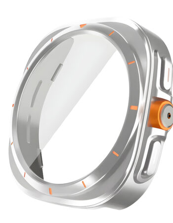 PC Plating Shell протектор + Tempered glass за Samsung Watch 7 44mm /сребърен/