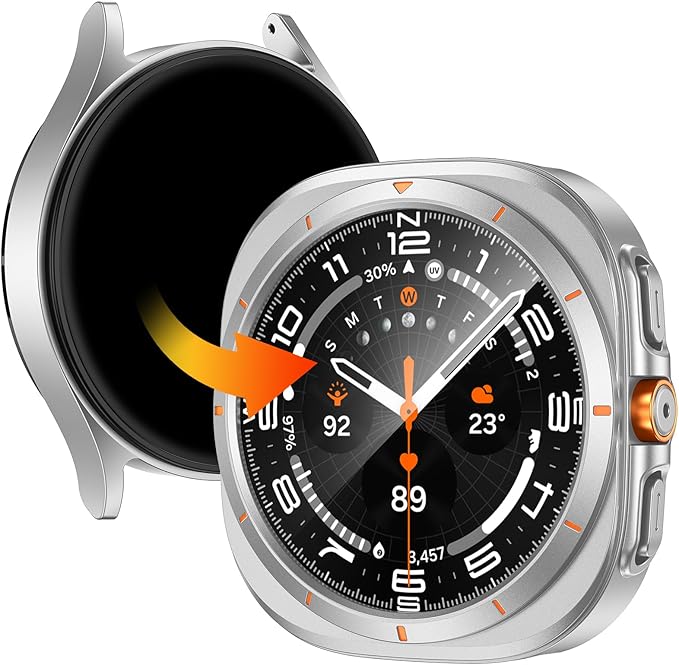 PC Plating Shell протектор + Tempered glass за Samsung Watch 7 44mm /сребърен/