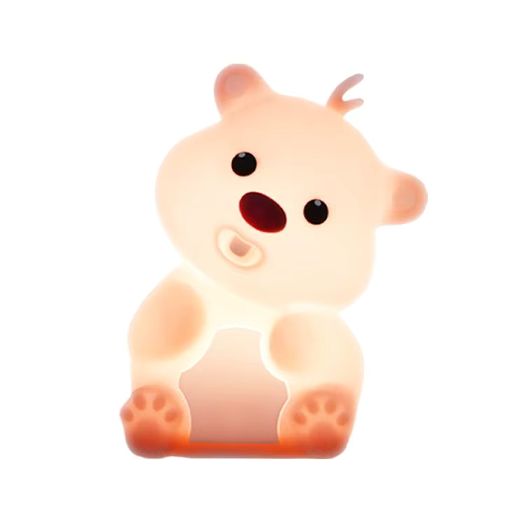 Nimbo Нощна лампа Silicone Bear, PAT, 3-whites, USB /розова/