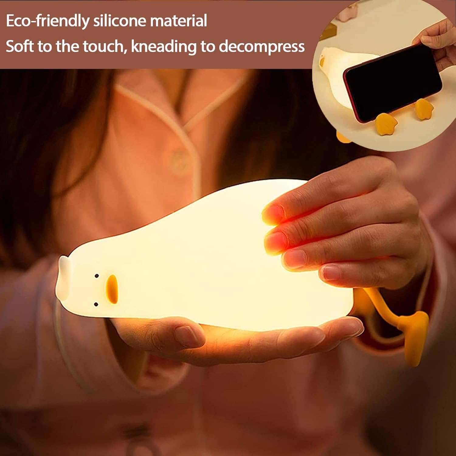 Nimbo Нощна лампа Silicone Laying duck, PAT, 3-whites, USB, timer /бяла/
