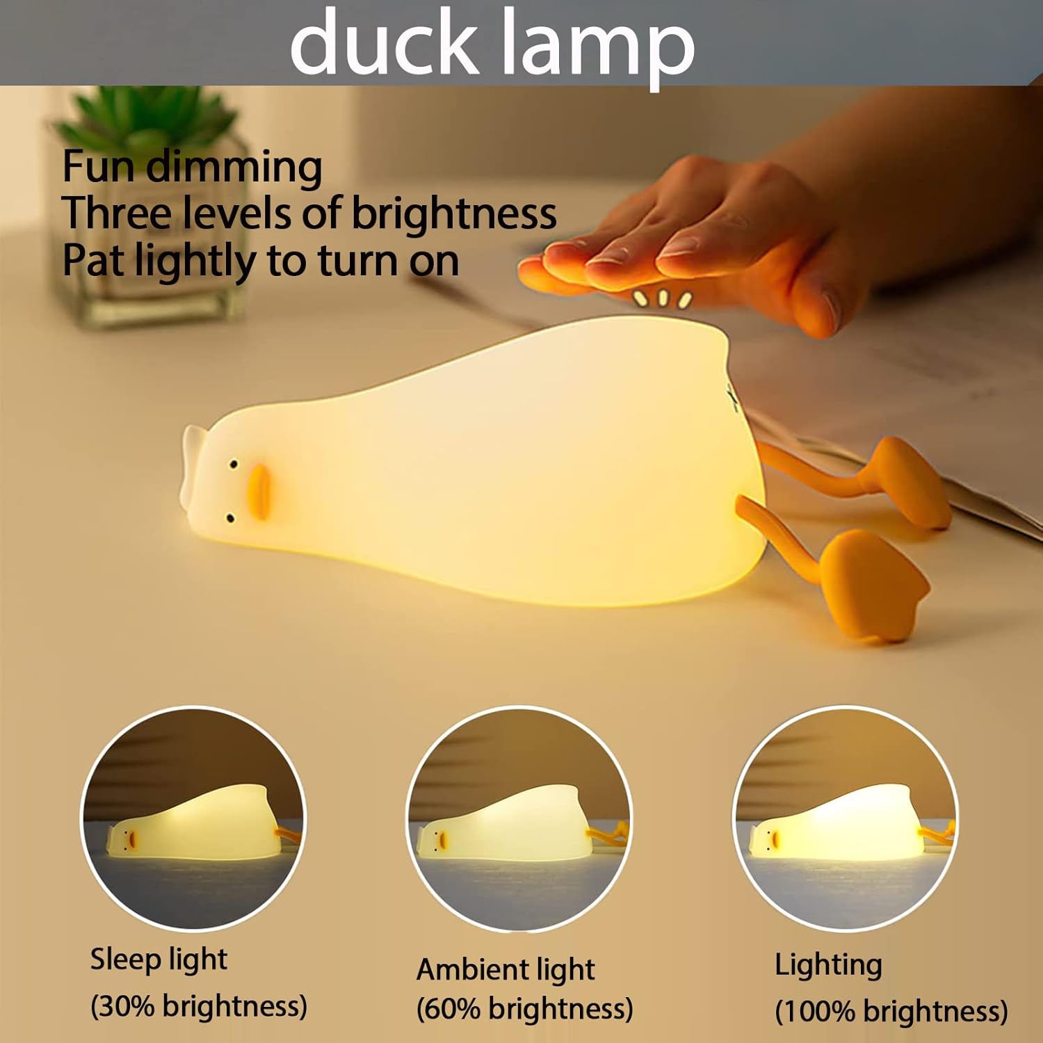 Nimbo Нощна лампа Silicone Laying duck, PAT, 3-whites, USB, timer /бяла/