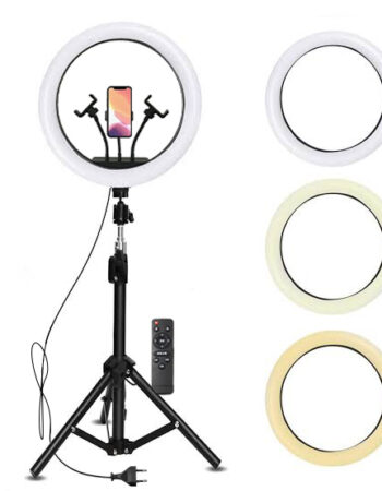 LED Селфи лампа 38см (бяла) + Tripod стойка 200см