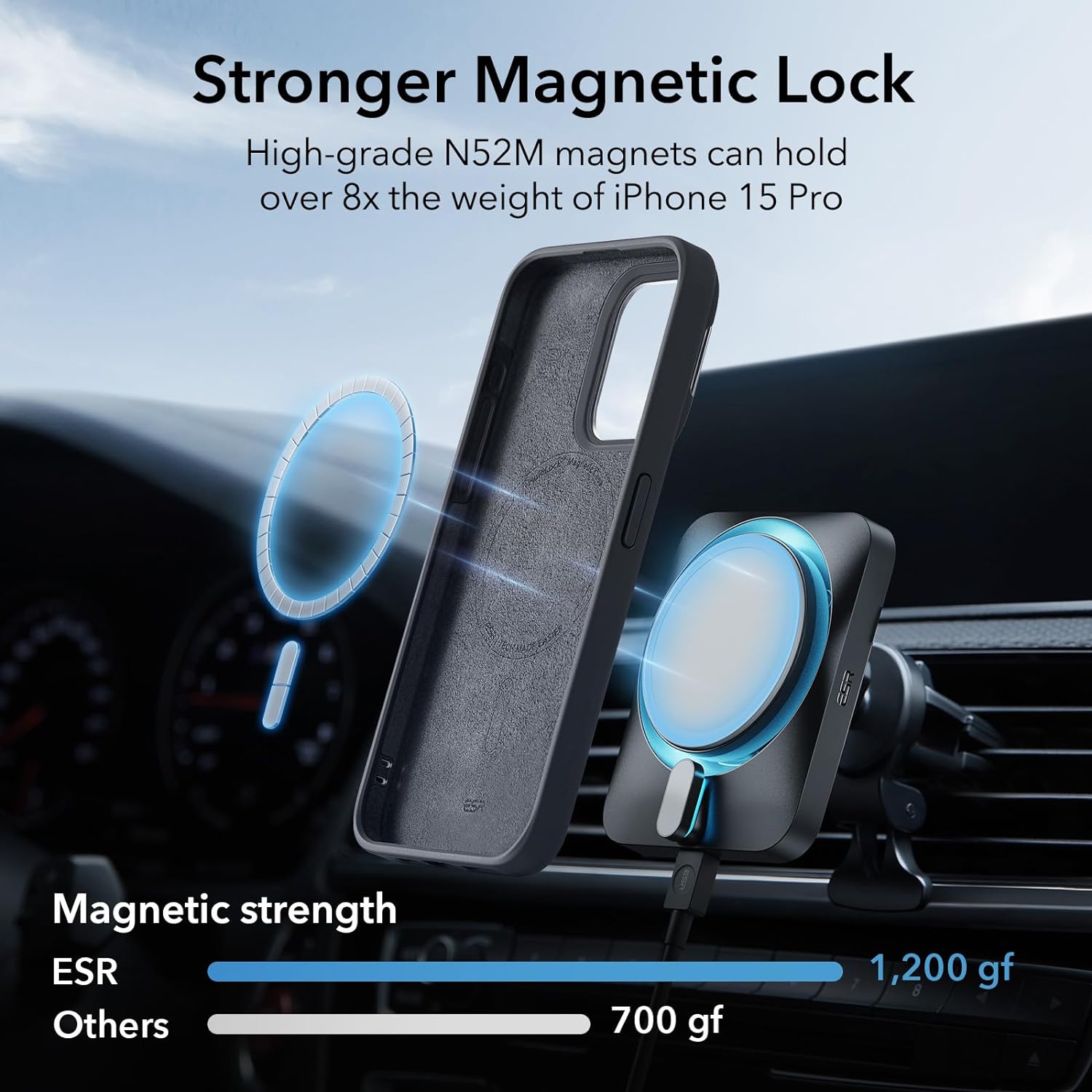 ESR Калъф Cloud Soft със стойка iPhone 15, MagSafe /черен/ - Image 4