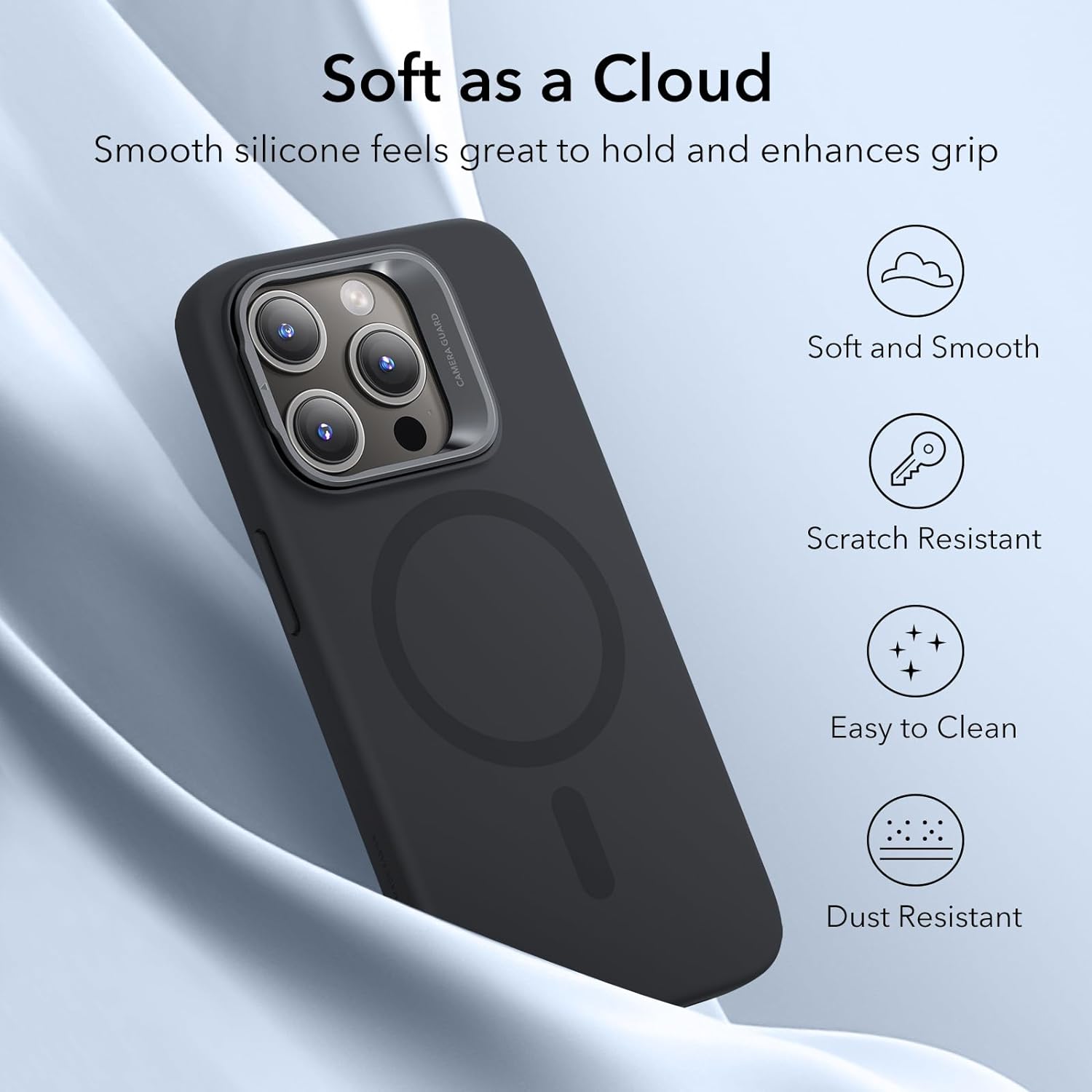 ESR Калъф Cloud Soft със стойка iPhone 15, MagSafe /черен/ - Image 5