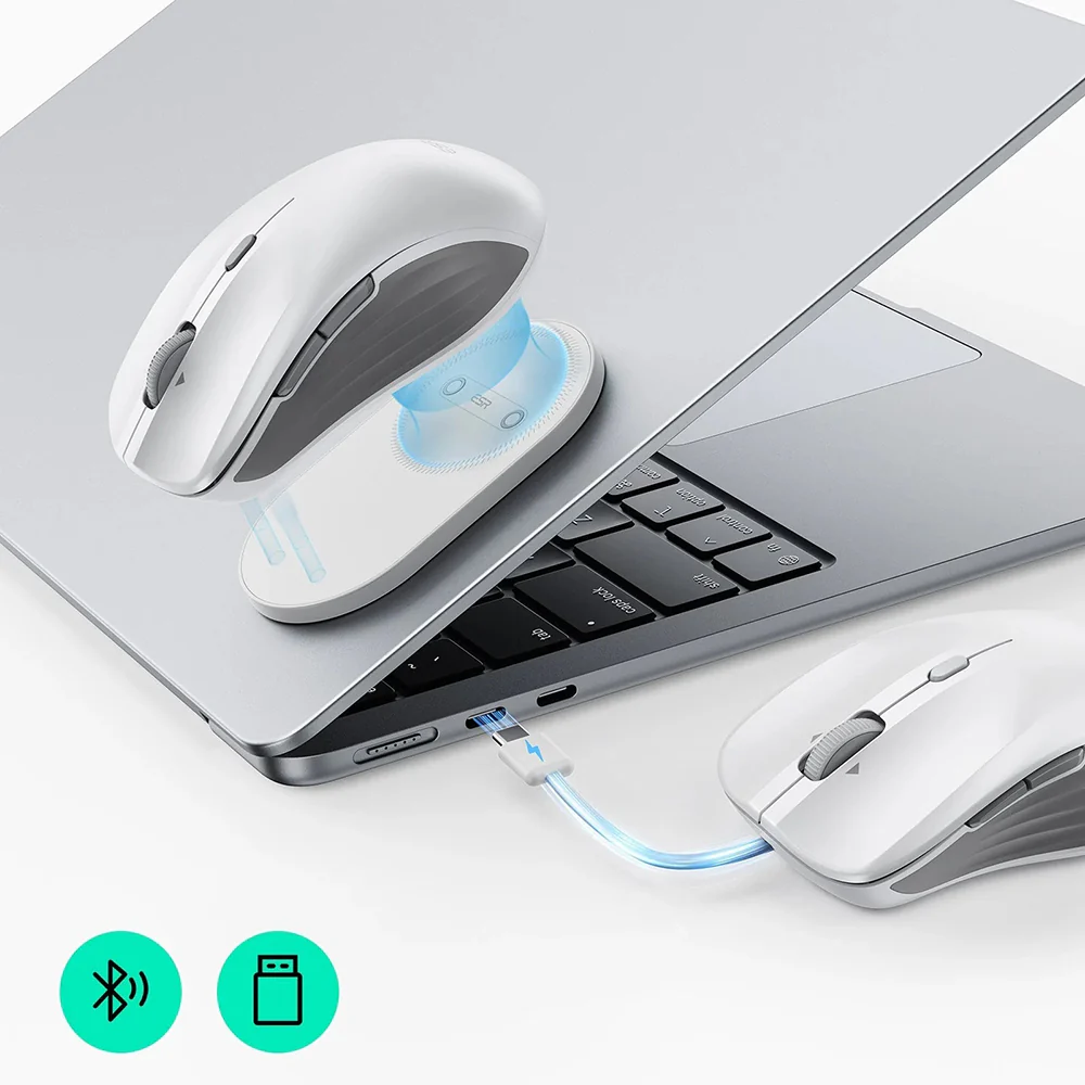 ESR Безжична мишка MagMouse, с вграден кабел Type-C /бял/