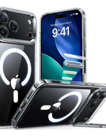 ESR Калъф Classic Hybrid iPhone 17 Pro, MagSafe + Camera control cover + стойка /прозрачен/