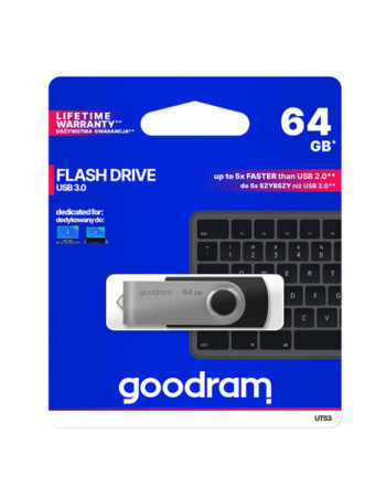GOODRAM Flash Drive UTS3 64GB, USB 3 /черно и сребърно/