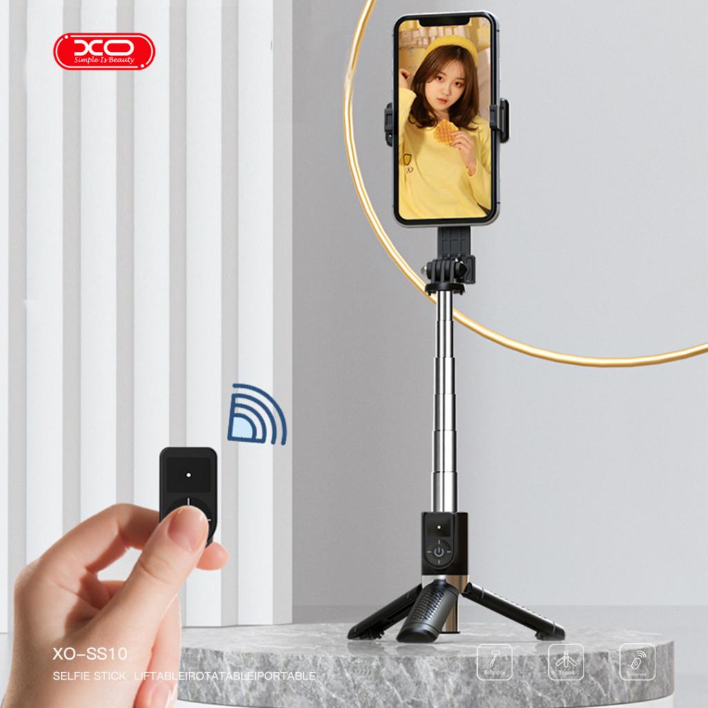 XO Селфи стик, Tripod Stand SS10 с огледалце, Bluetooth /черен/