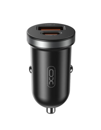 XO 12V 30W, USB-A + USB-C, черен - CC56