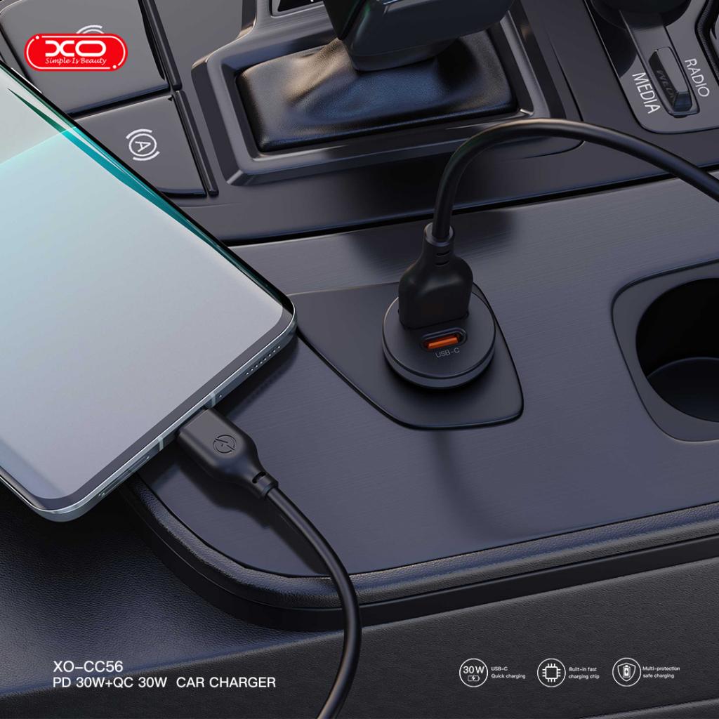 XO 12V 30W, USB-A + USB-C, черен - CC56 - Image 4