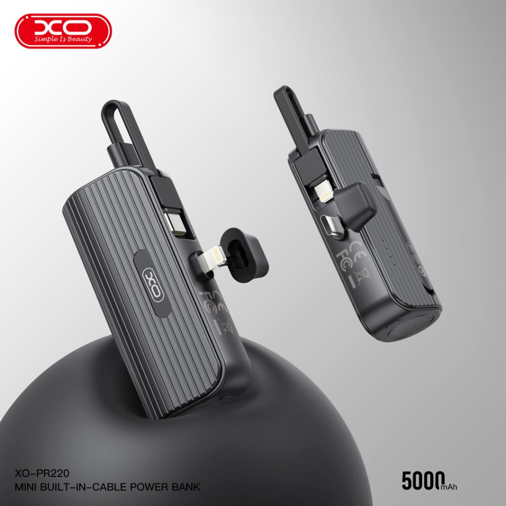 XO Power Bank 5000 mAh 20W, USB-C порт + вграден кабел Type-C /черен/ - PR220 - Image 5