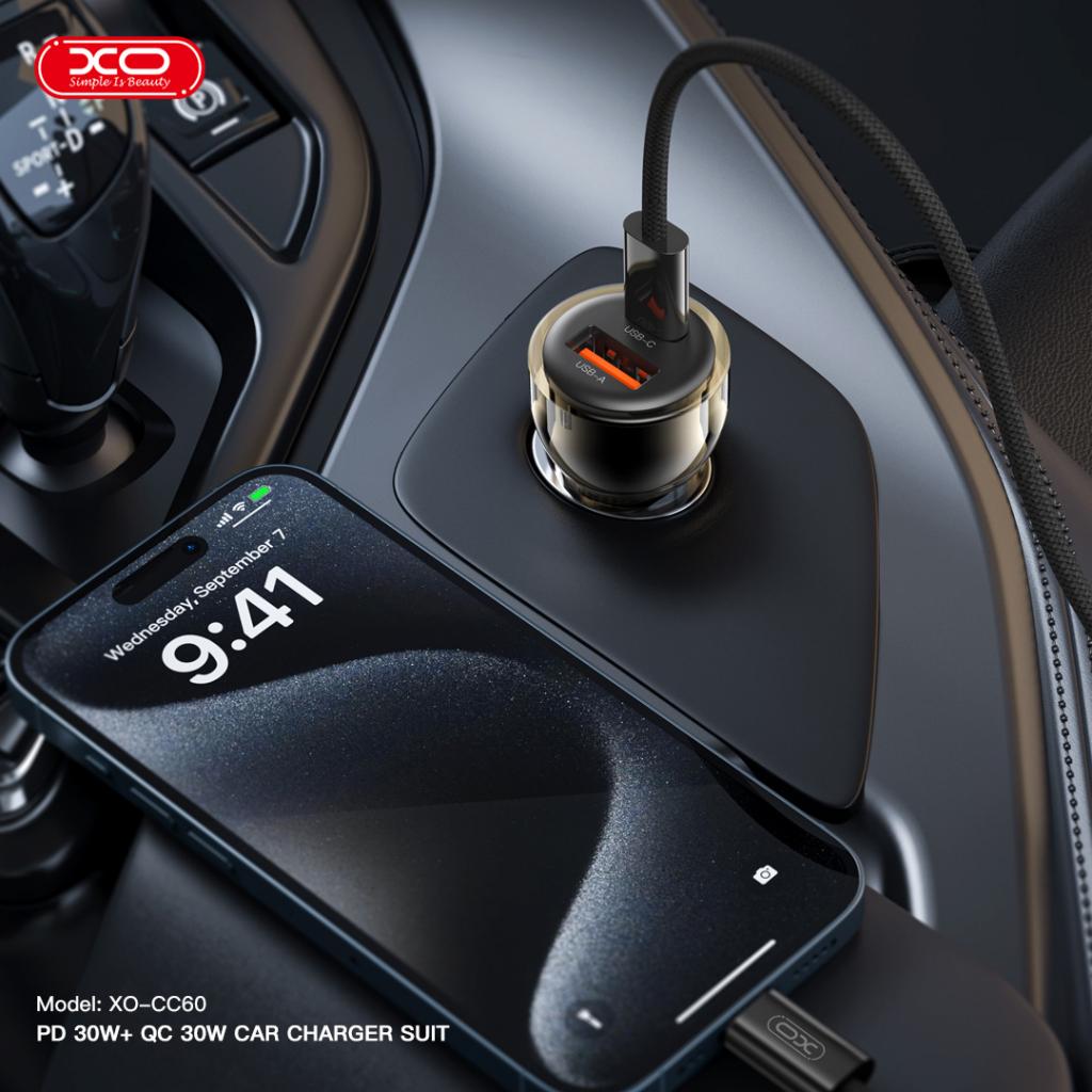 XO 12V 60W, USB-A + USB-C, черен - CC60 - Image 6