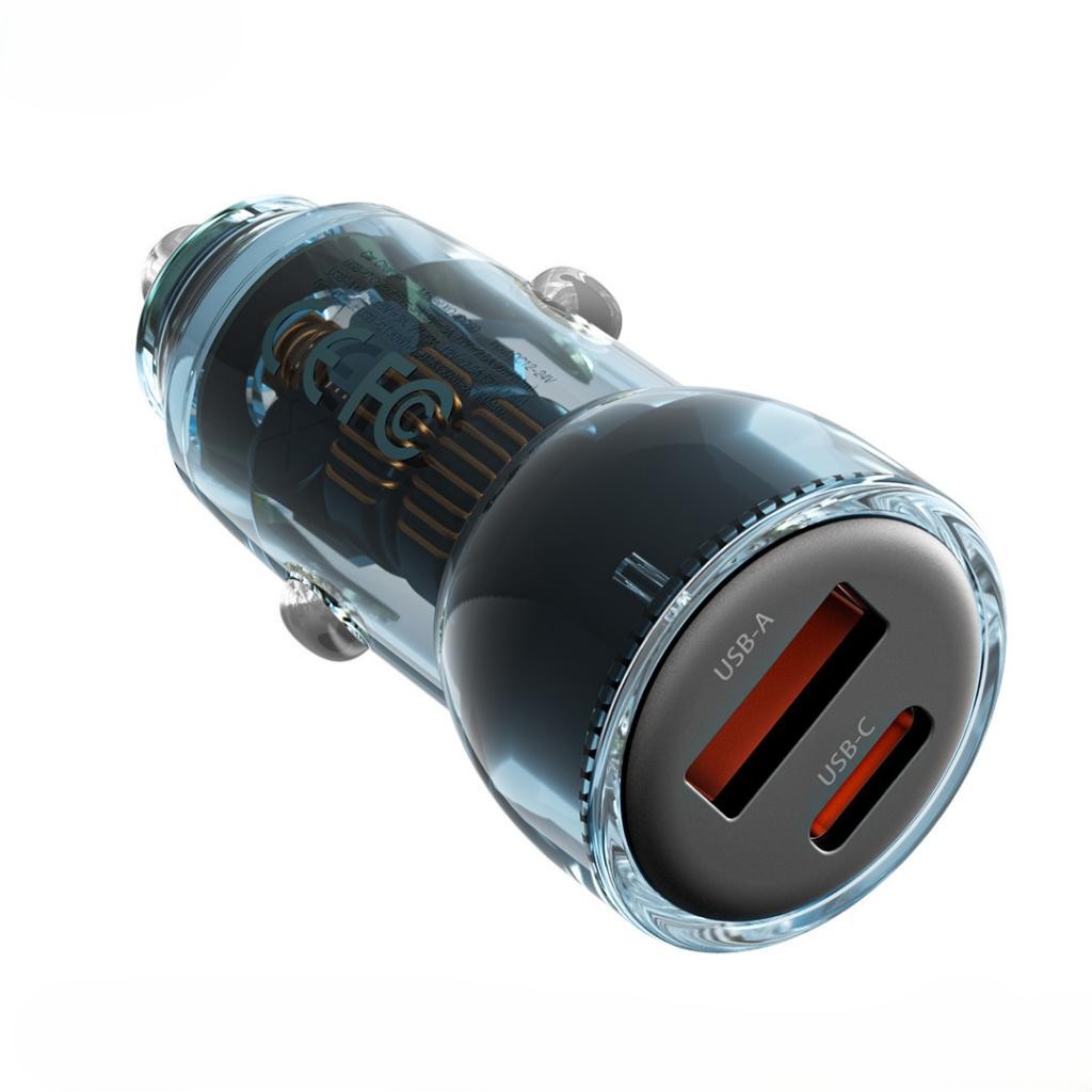 XO 12V 60W, USB-A + USB-C, кабел C-C /черен+син/ - CC60 - Image 4