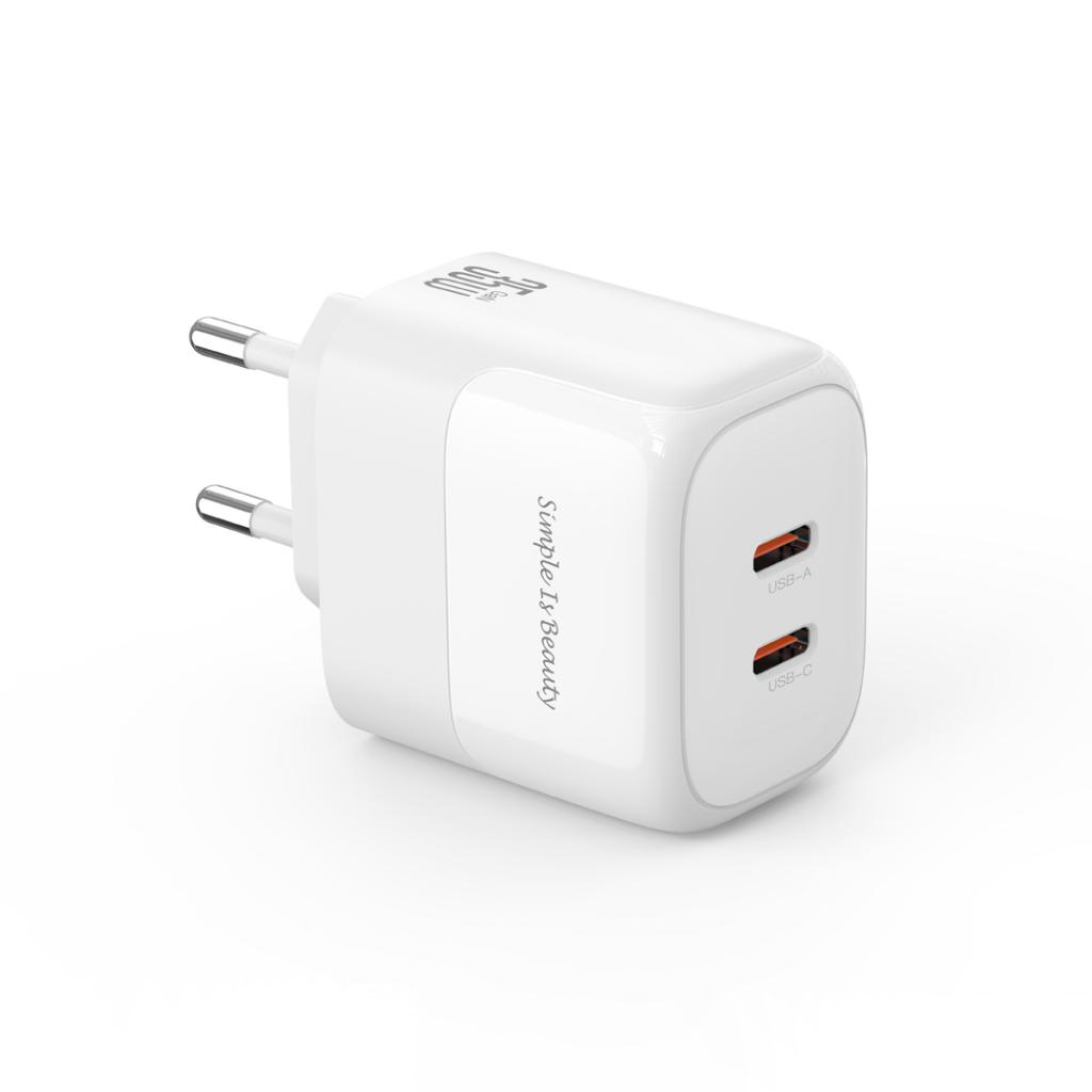 XO 220V 35W, 2xUSB-C, GaN Nitride, бял - L140